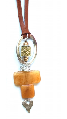 Stone Heart Pendant - Yellow Jade