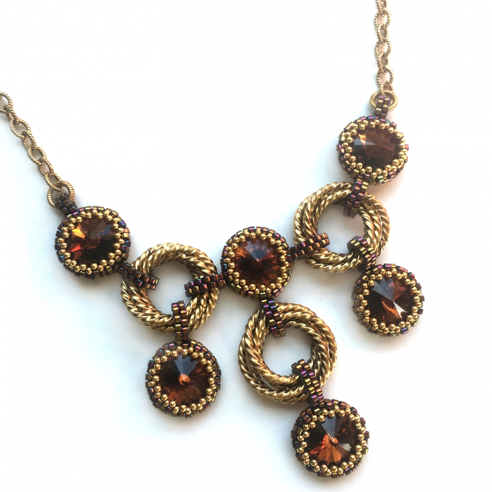 Through the Looking Glass Necklace Kit Dark Topaz Beaded by Marla